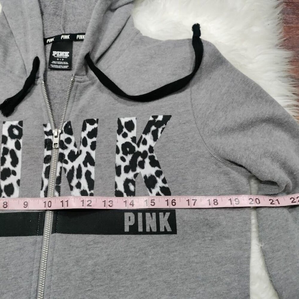 Vintage Victoria's Secret PINK Women's Small Logo Streetwear Zip-Up Hoodie Gray - Picture 12 of 12